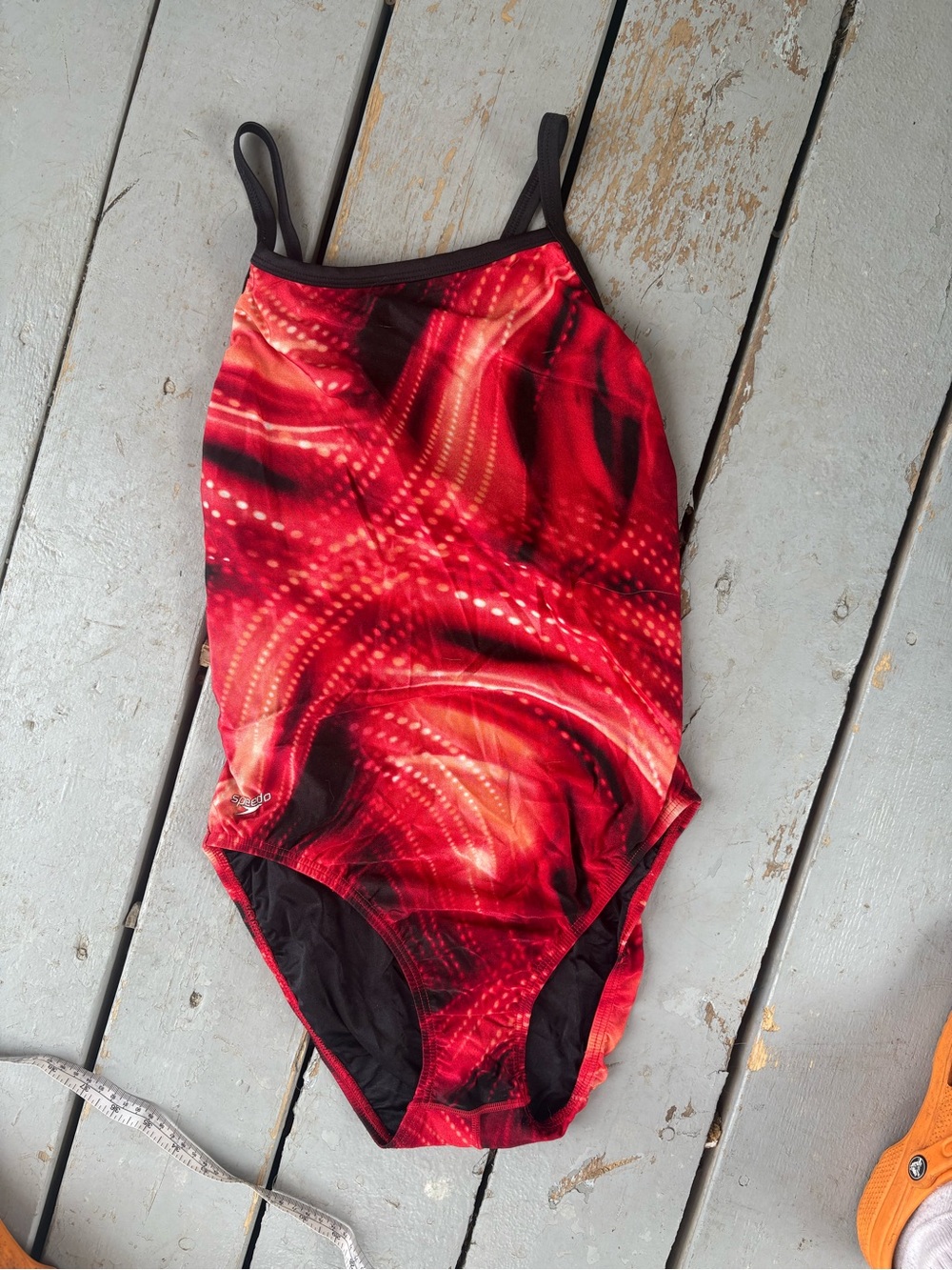 Speedo Red & Black Swirl One-Piece Swimsuit